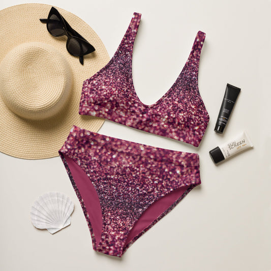 Recycled high - waisted bikini, Tyrian purple bikini, Beach dress, for summer and spring - PratSN