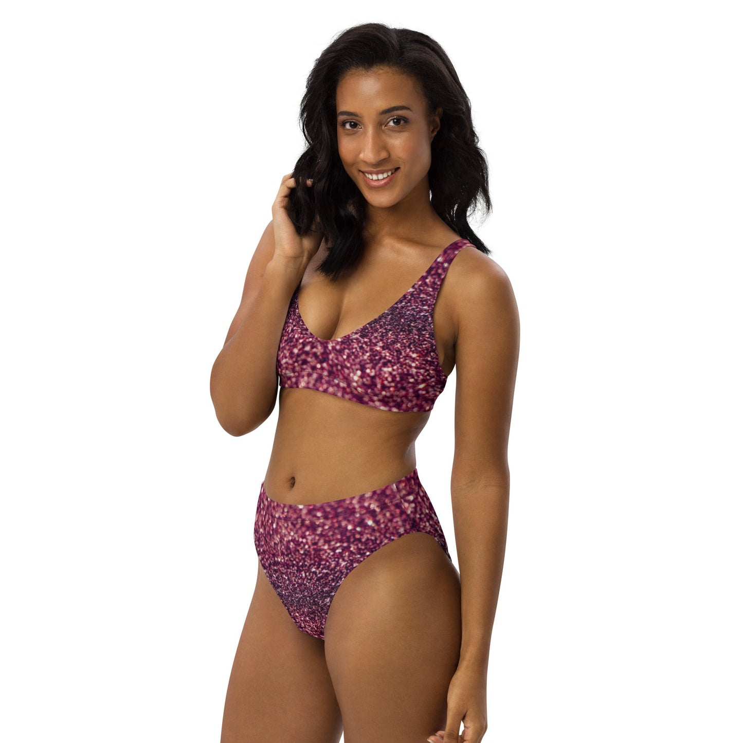 Recycled high - waisted bikini, Tyrian purple bikini, Beach dress, for summer and spring - PratSN