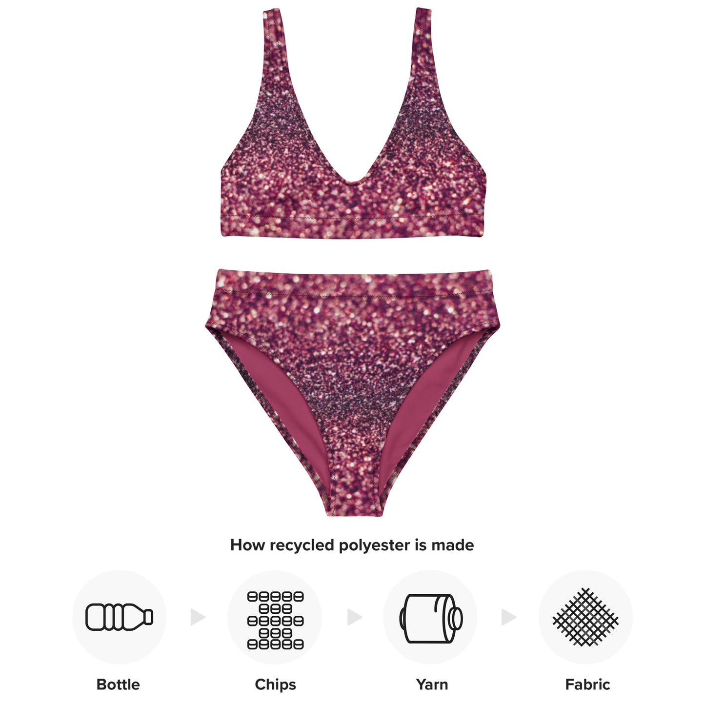 Recycled high - waisted bikini, Tyrian purple bikini, Beach dress, for summer and spring - PratSN