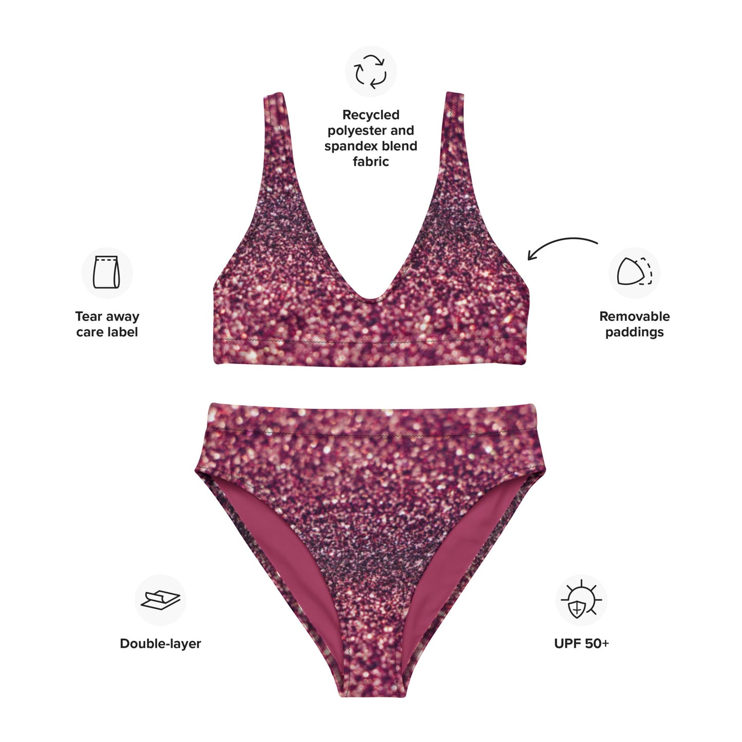 Recycled high - waisted bikini, Tyrian purple bikini, Beach dress, for summer and spring - PratSN