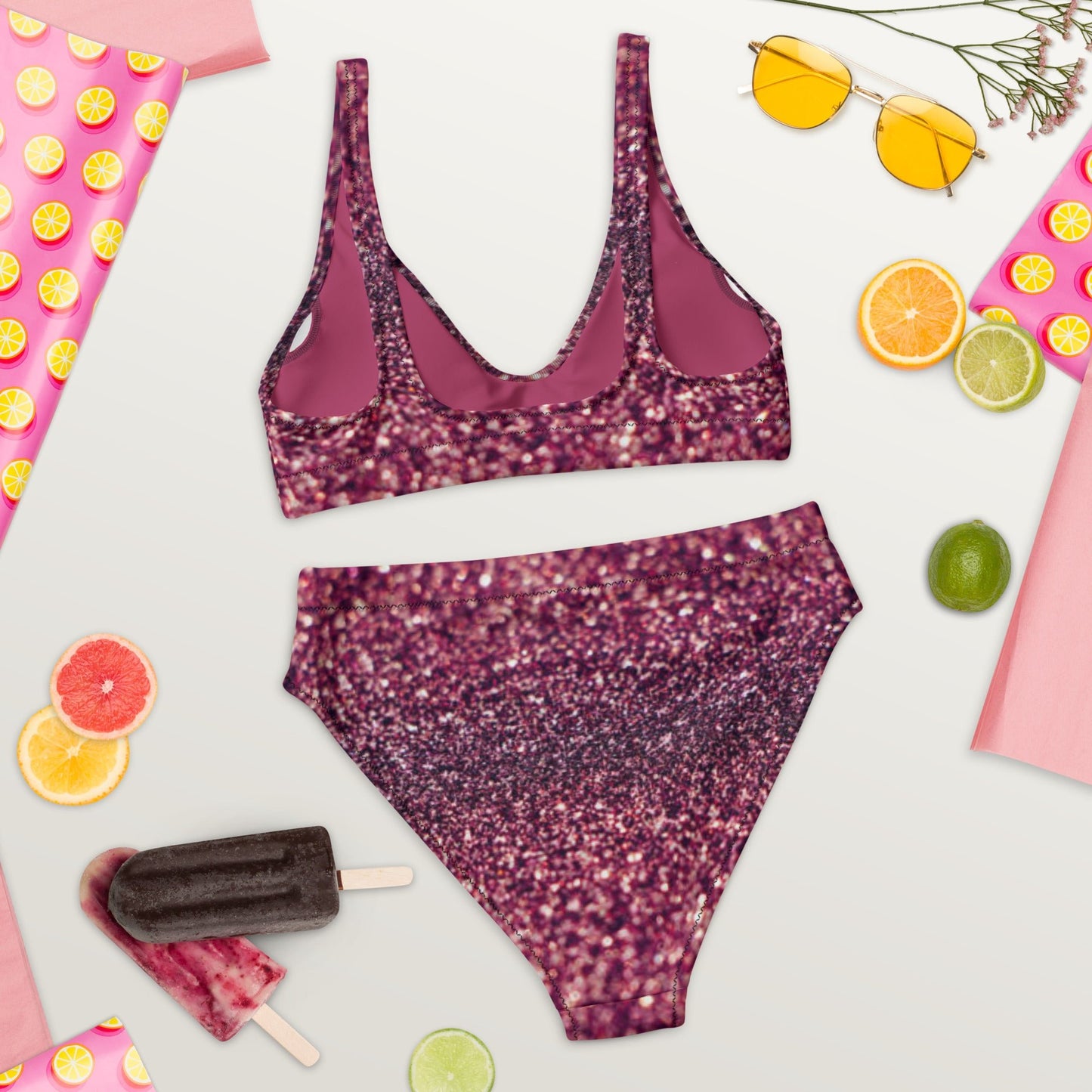 Recycled high - waisted bikini, Tyrian purple bikini, Beach dress, for summer and spring - PratSN
