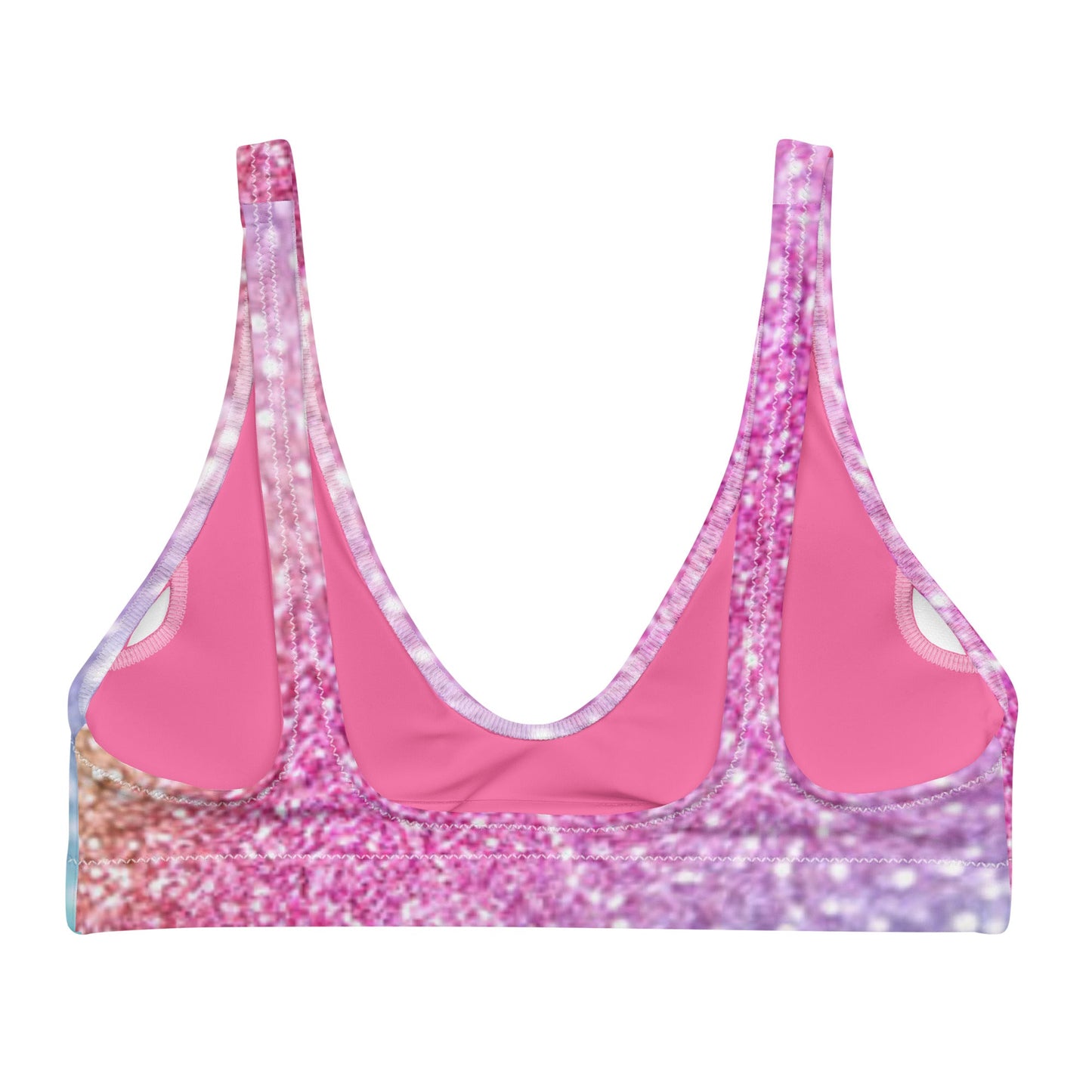 Recycled padded bikini top, Cotton Candy Pink and Blue Color outfit, Cute Summer Bikini - PratSN