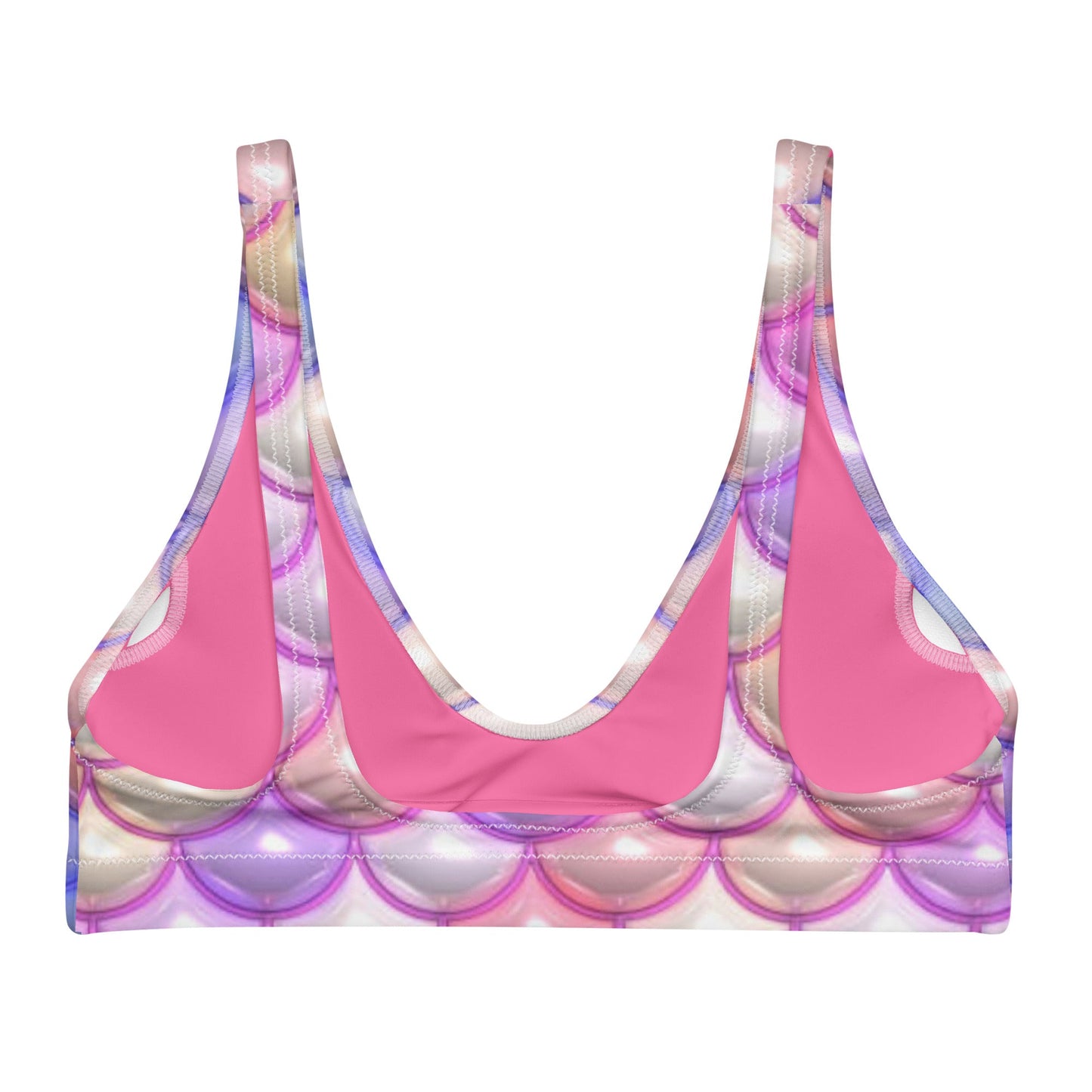 Recycled padded bikini top, Mermaid Pattern Outfit Cute Summer Spring Bikini - PratSN