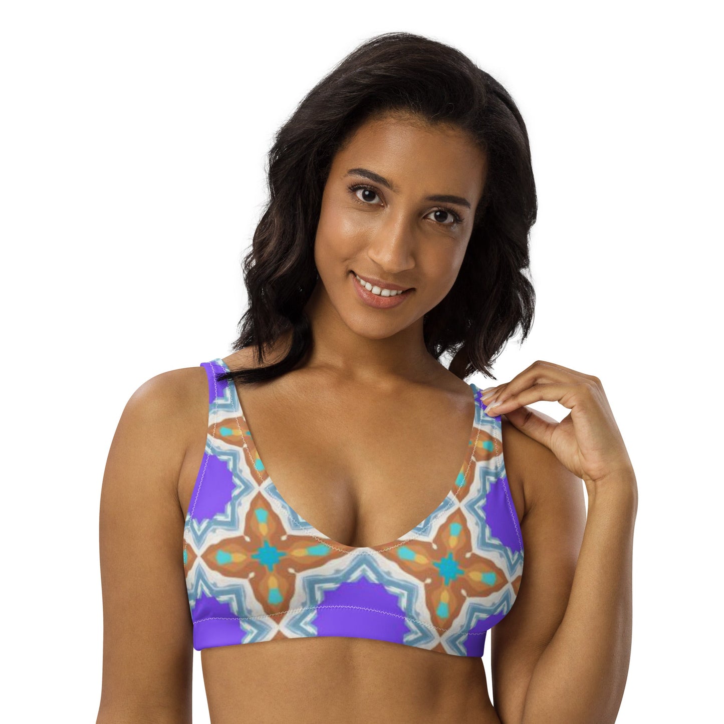 Recycled padded bikini top, Purple Brown Outfit, Cute Summer Bikini - PratSN
