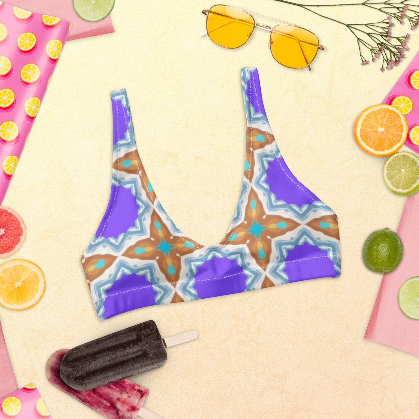 Recycled padded bikini top, Purple Brown Outfit, Cute Summer Bikini - PratSN