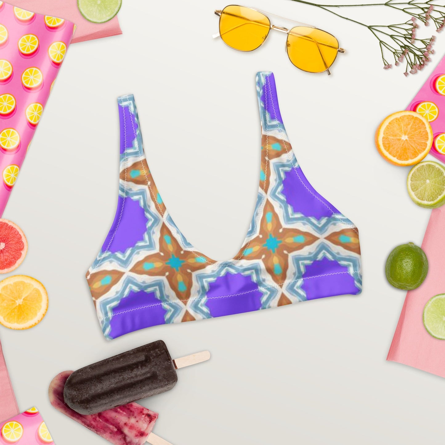 Recycled padded bikini top, Purple Brown Outfit, Cute Summer Bikini - PratSN