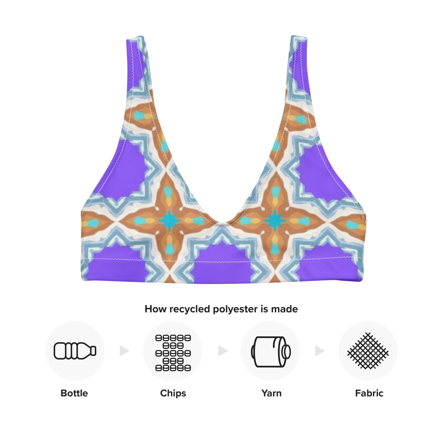 Recycled padded bikini top, Purple Brown Outfit, Cute Summer Bikini - PratSN