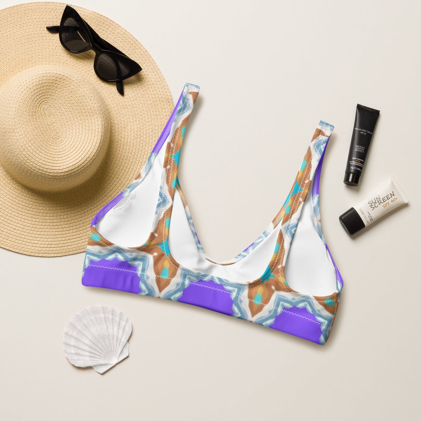 Recycled padded bikini top, Purple Brown Outfit, Cute Summer Bikini - PratSN