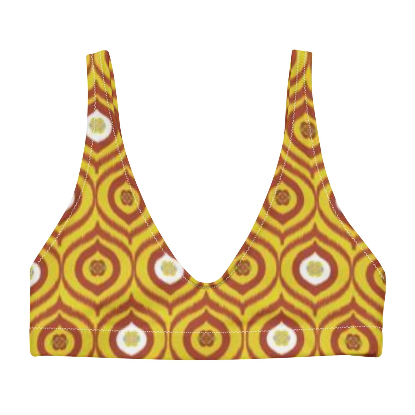 Recycled padded bikini top, Yellow Brown outfit, Cute Summer Bikini - PratSN