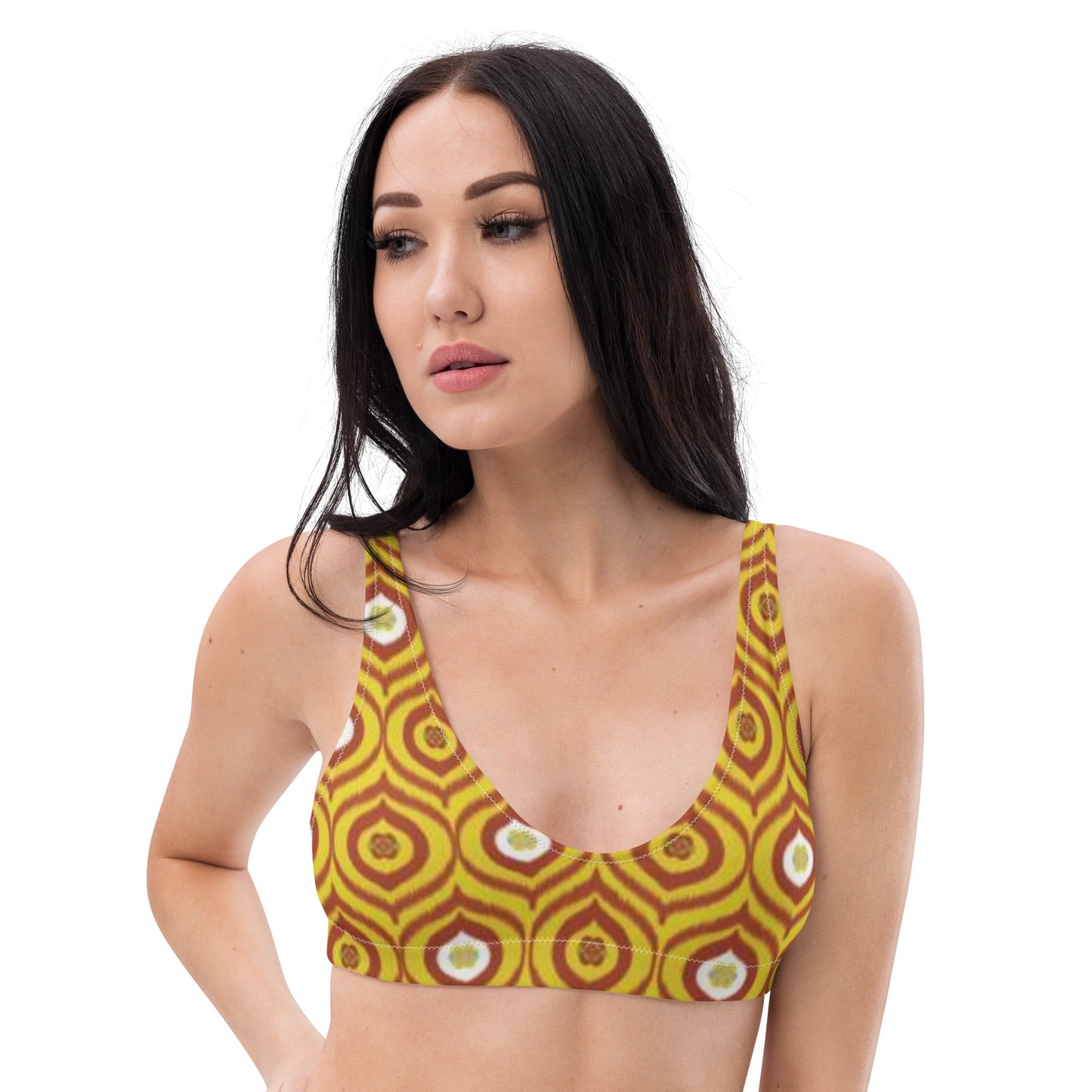 Recycled padded bikini top, Yellow Brown outfit, Cute Summer Bikini - PratSN