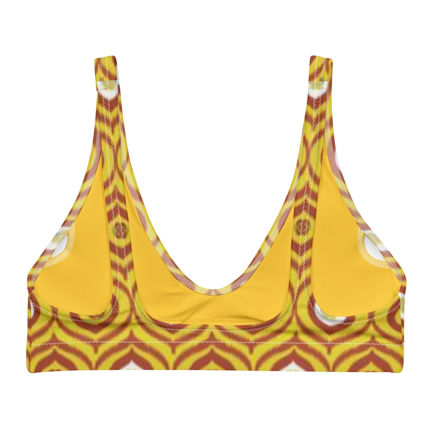 Recycled padded bikini top, Yellow Brown outfit, Cute Summer Bikini - PratSN