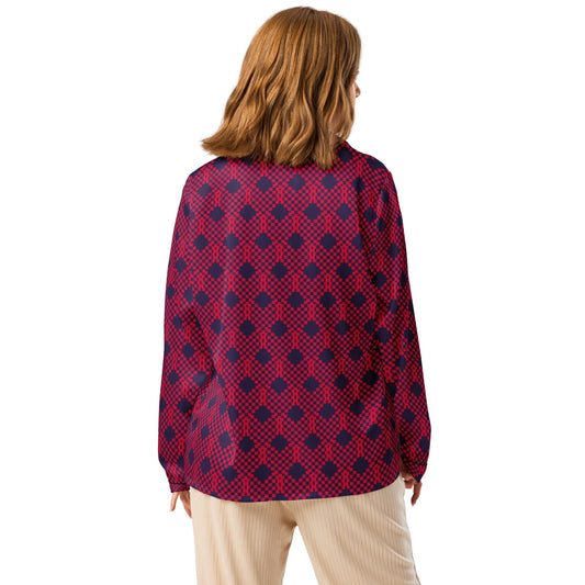 Red and Tolopea color Women’s long sleeve pajama top - PratSN