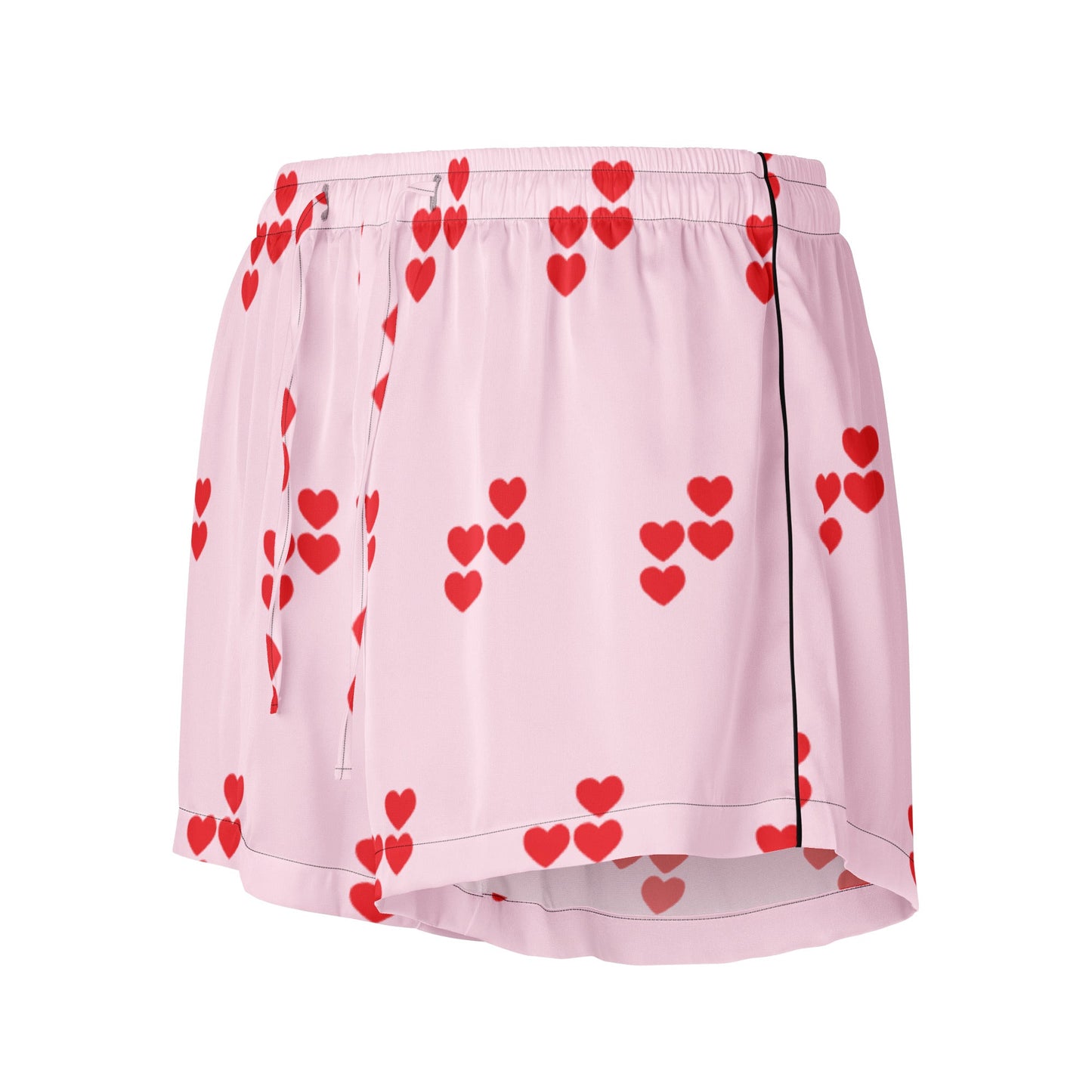 Red heart pattern pink all - over print women’s pajama shorts - PratSN
