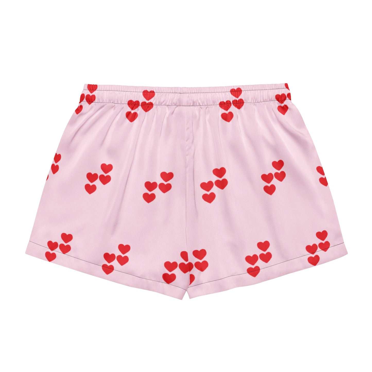 Red heart pattern pink all - over print women’s pajama shorts - PratSN