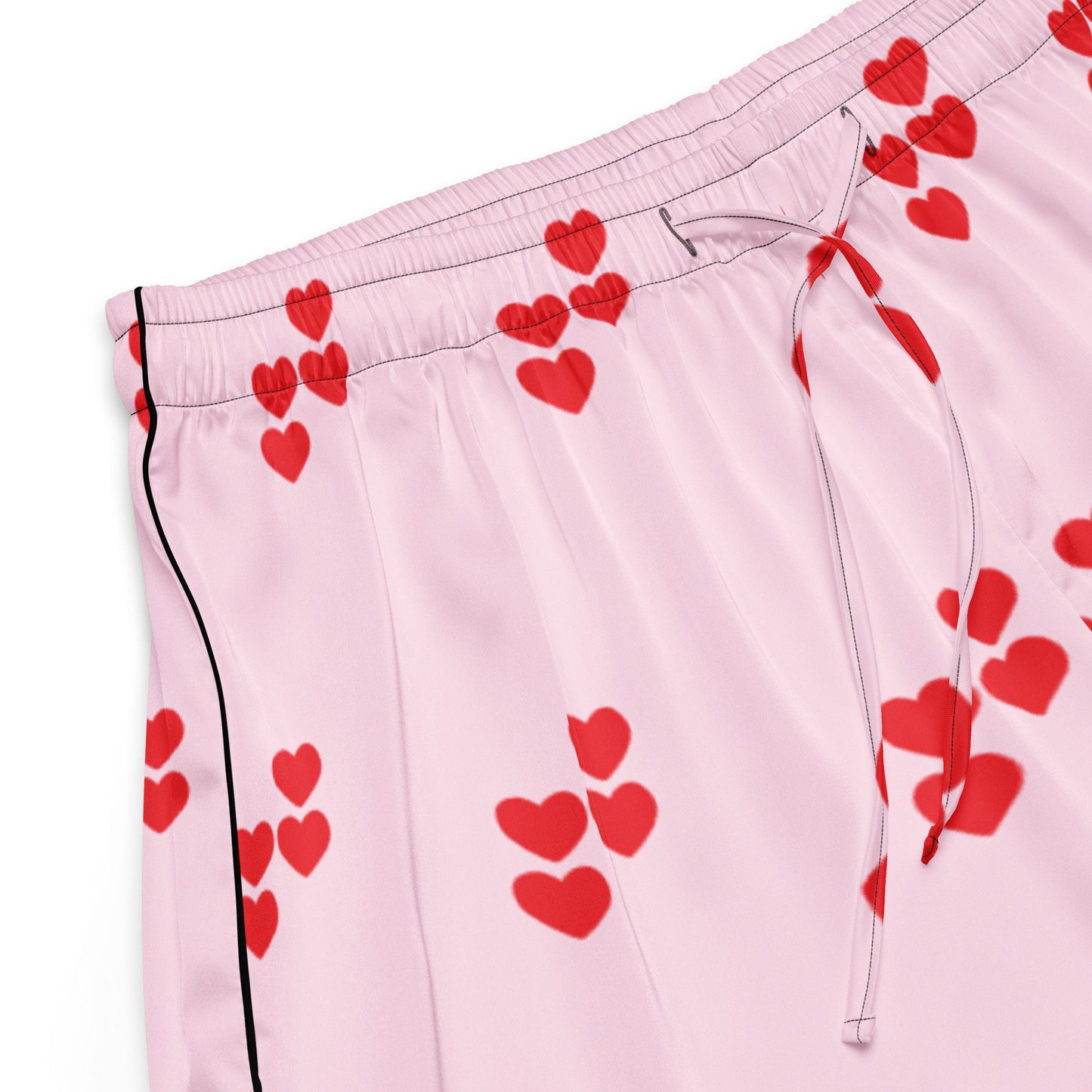 Red heart pattern pink all - over print women’s pajama shorts - PratSN
