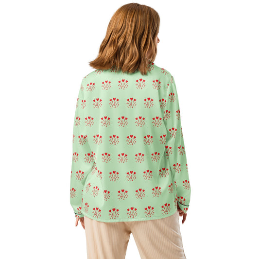Red heart pattern - women’s long sleeve pajama top - PratSN