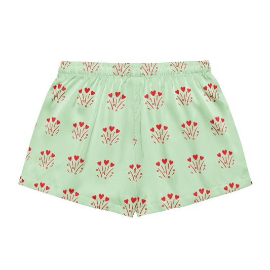 Red heart pattern - women’s pajama shorts - PratSN