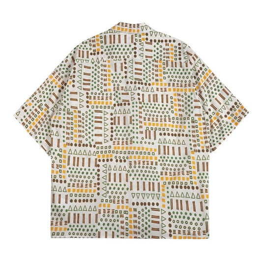 Retro Ethnic Print Short - sleeved Shirt For Men - PratSN