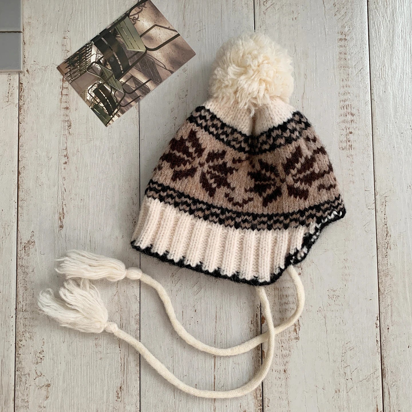 Retro Jacquard Warm Knitted Hat For Women Autumn And Winter Casual Versatile Cold - Proof Ear - Covering Beanie - PratSN