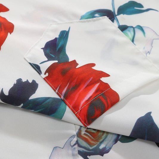 Retro Rose Couple Long Sleeve Shirt Trendy Men And Women - PratSN