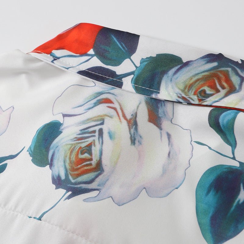 Retro Rose Couple Long Sleeve Shirt Trendy Men And Women - PratSN