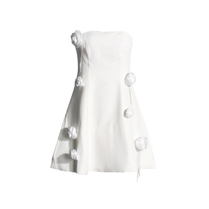 Rhinestone Chain Tube Top Dress Women - PratSN
