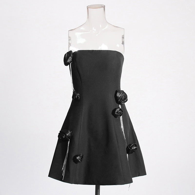 Rhinestone Chain Tube Top Dress Women - PratSN