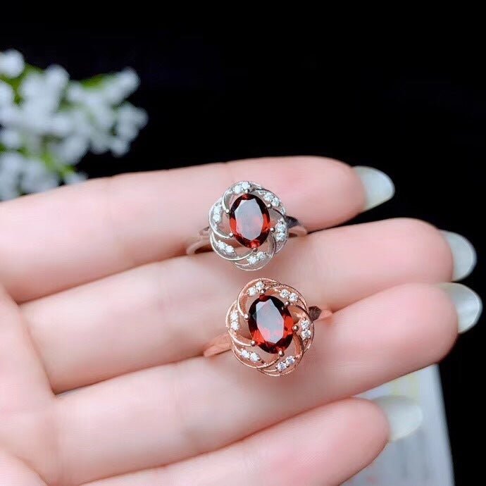 Ring Necklace Ear Stud Luxury Colored Gem Set - PratSN
