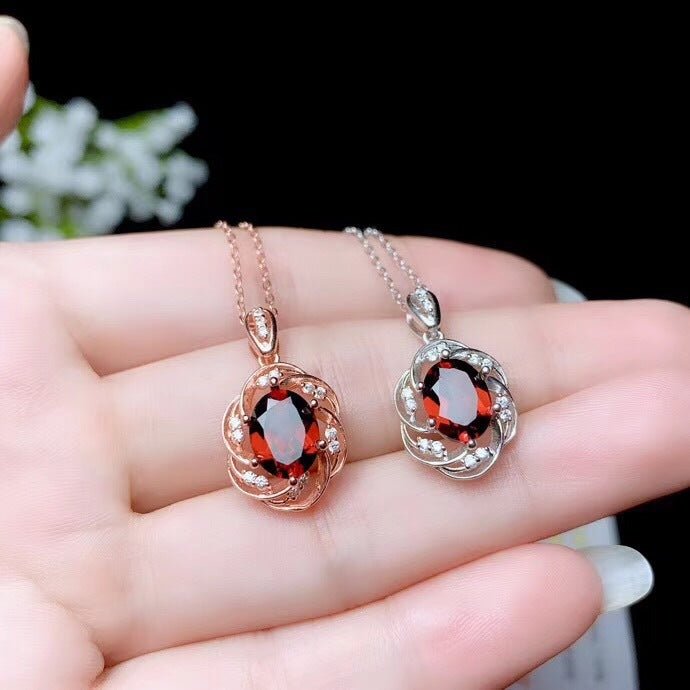 Ring Necklace Ear Stud Luxury Colored Gem Set - PratSN