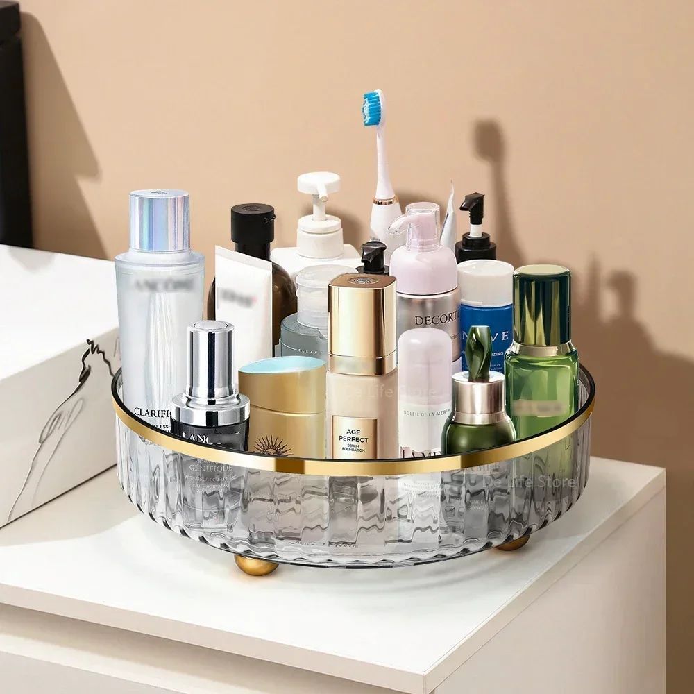 Rotating Cosmetic Organizer Light Luxury Perfume Skincare Organizer Transparent Makeup Storage Tray - PratSN