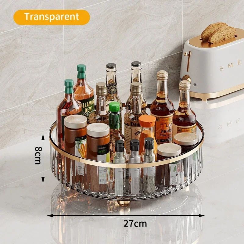 Rotating Cosmetic Organizer Light Luxury Perfume Skincare Organizer Transparent Makeup Storage Tray - PratSN