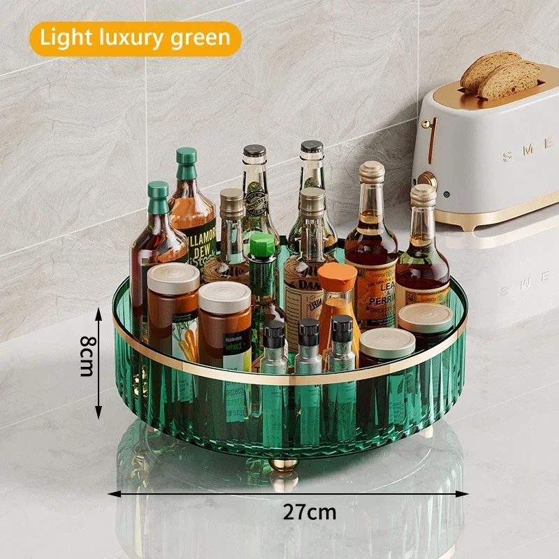 Rotating Cosmetic Organizer Light Luxury Perfume Skincare Organizer Transparent Makeup Storage Tray - PratSN