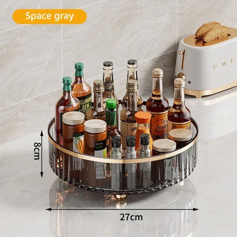 Rotating Cosmetic Organizer Light Luxury Perfume Skincare Organizer Transparent Makeup Storage Tray - PratSN