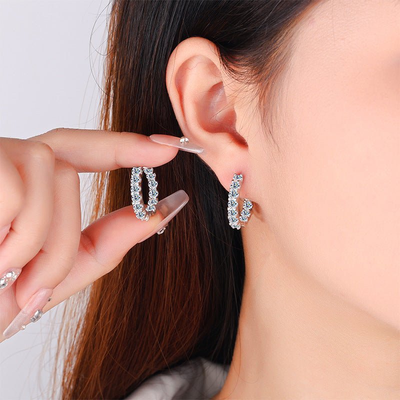 S925 Silver Moissanite Full Diamond Earrings - PratSN