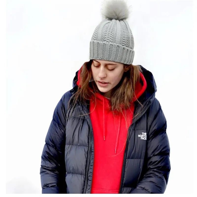 Satin Lined Winter Hat For Women Men Beanie Fashion Fur Ball Pompom Knitted Silk Caps For Men Female Wool Crochet Satin Bonnet - PratSN