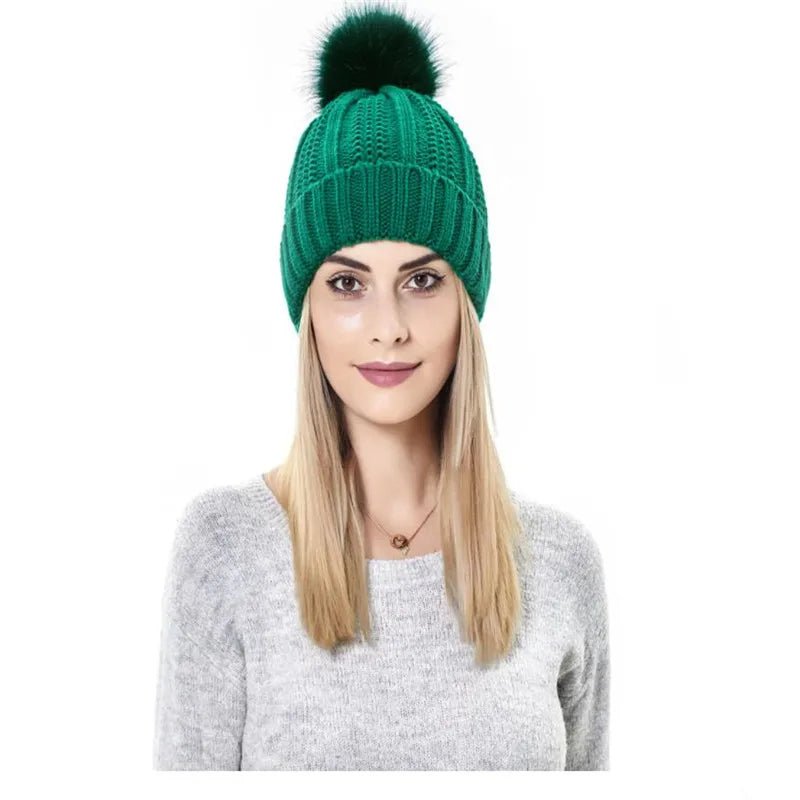 Satin Lined Winter Hat For Women Men Beanie Fashion Fur Ball Pompom Knitted Silk Caps For Men Female Wool Crochet Satin Bonnet - PratSN