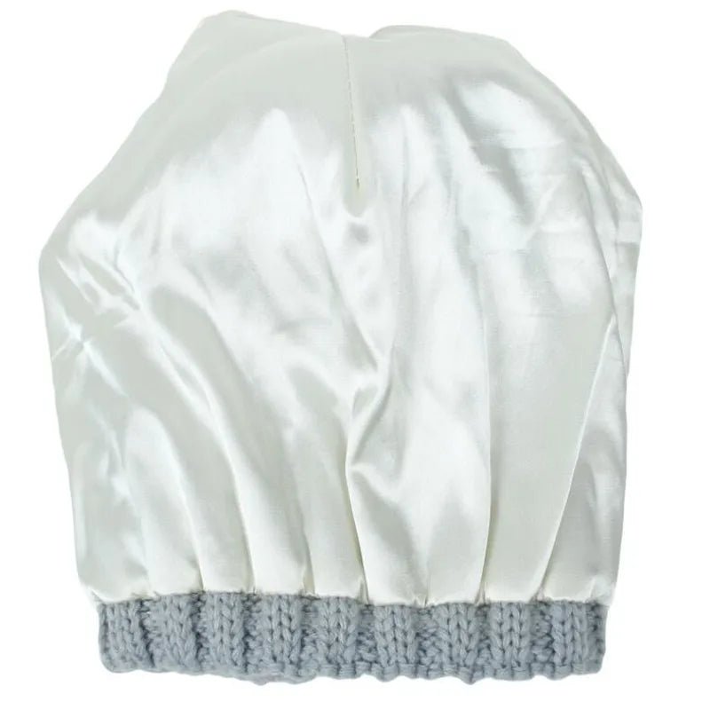 Satin Lined Winter Hat For Women Men Beanie Fashion Fur Ball Pompom Knitted Silk Caps For Men Female Wool Crochet Satin Bonnet - PratSN