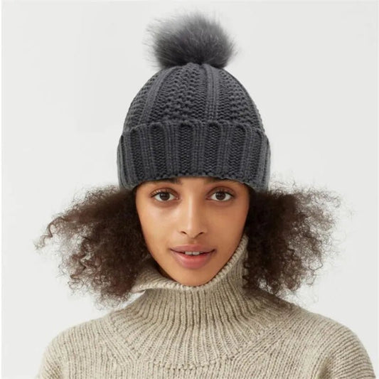 Satin Lined Winter Hat For Women Men Beanie Fashion Fur Ball Pompom Knitted Silk Caps For Men Female Wool Crochet Satin Bonnet - PratSN