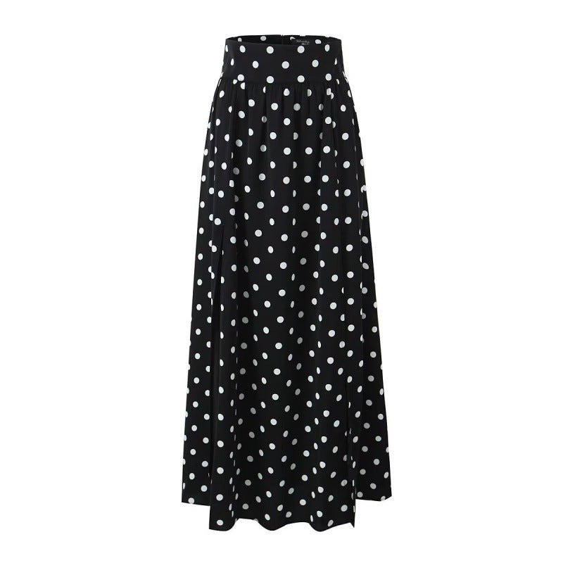 Seaside Vacation Sexy Polka Dot Split Top Mid - length Dress Set - PratSN