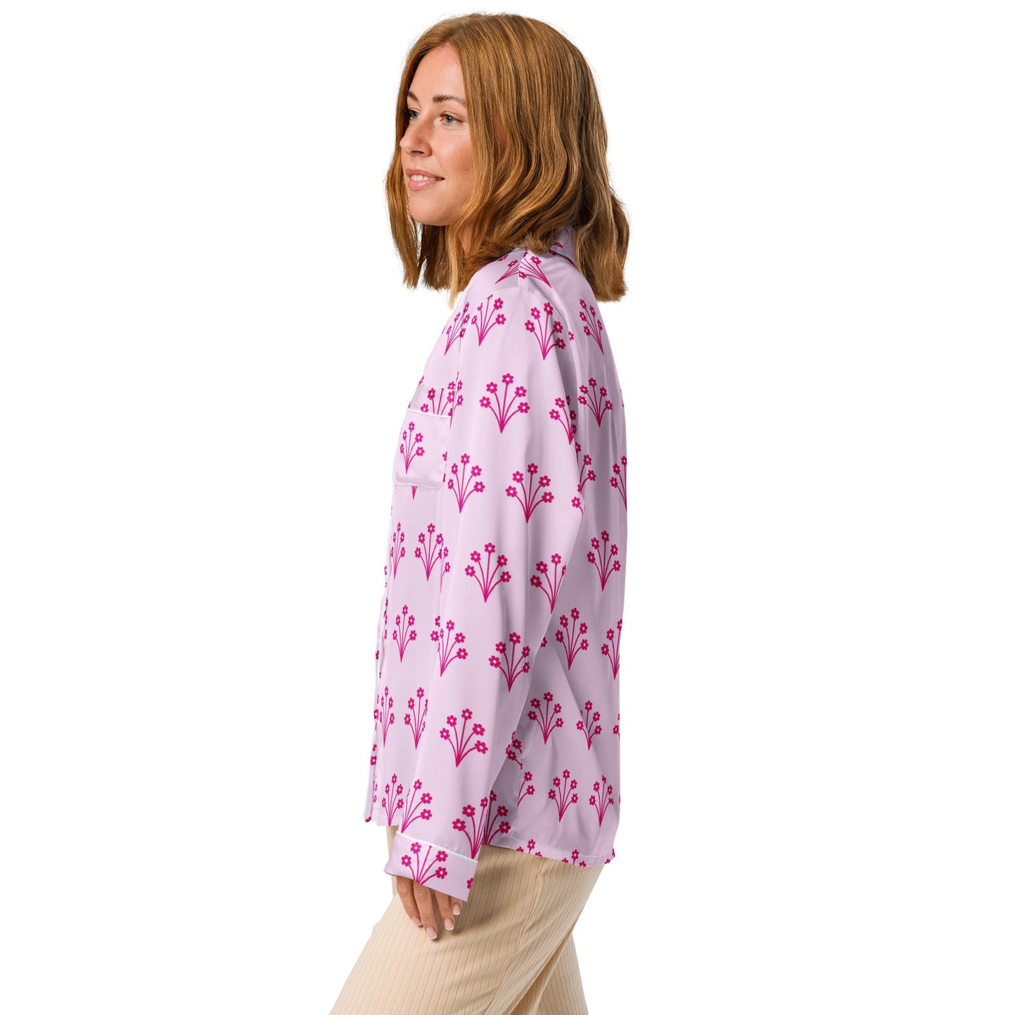 Selago pink Women’s long sleeve pajama top - PratSN