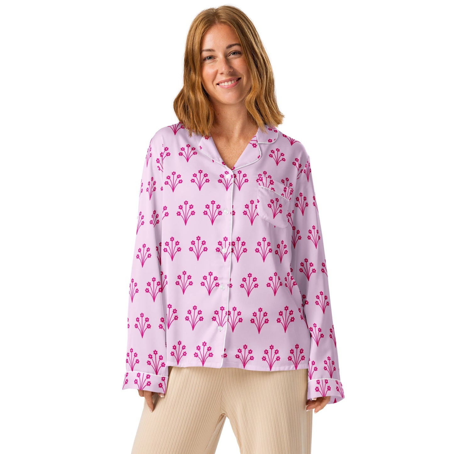 Selago pink Women’s long sleeve pajama top - PratSN