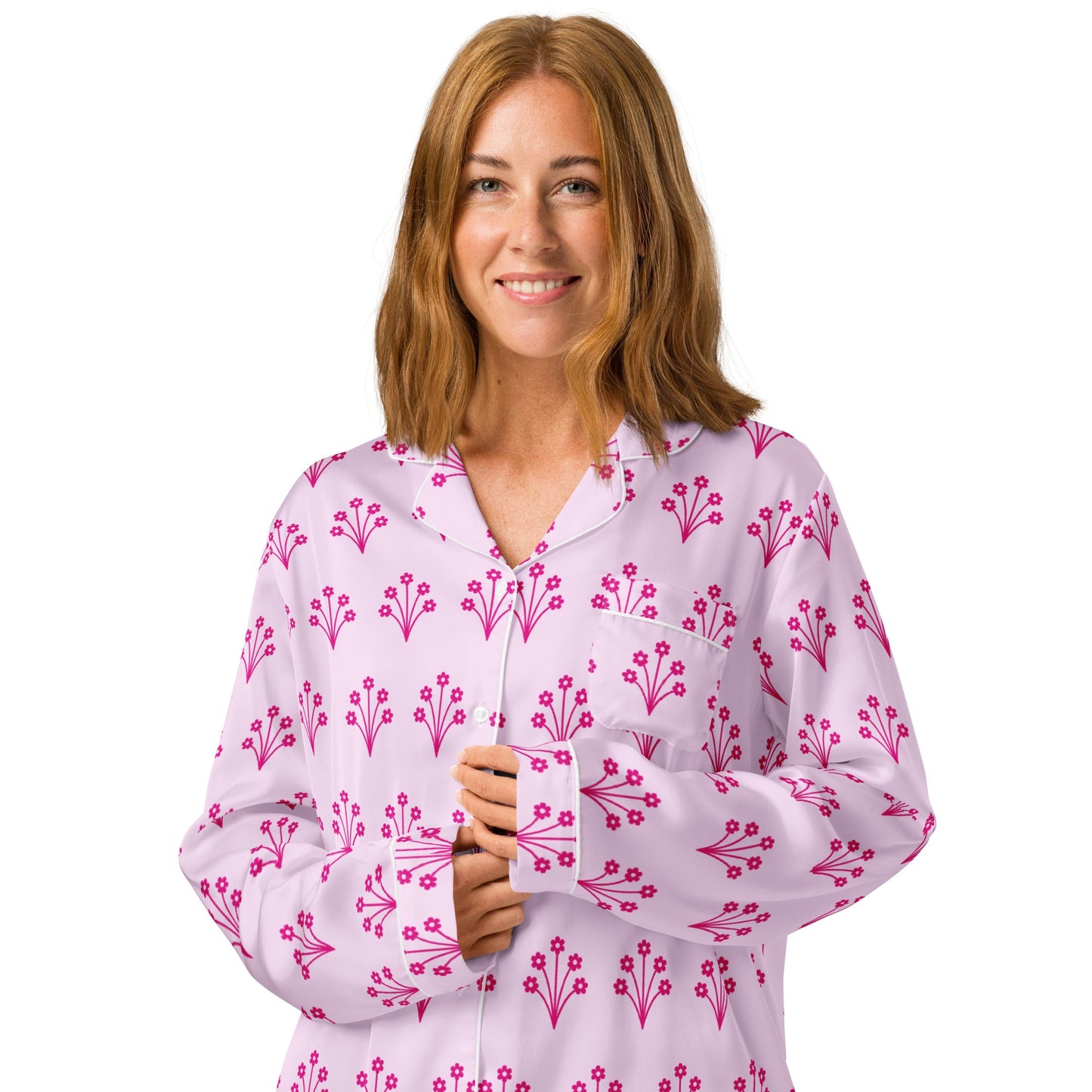 Selago pink Women’s long sleeve pajama top - PratSN