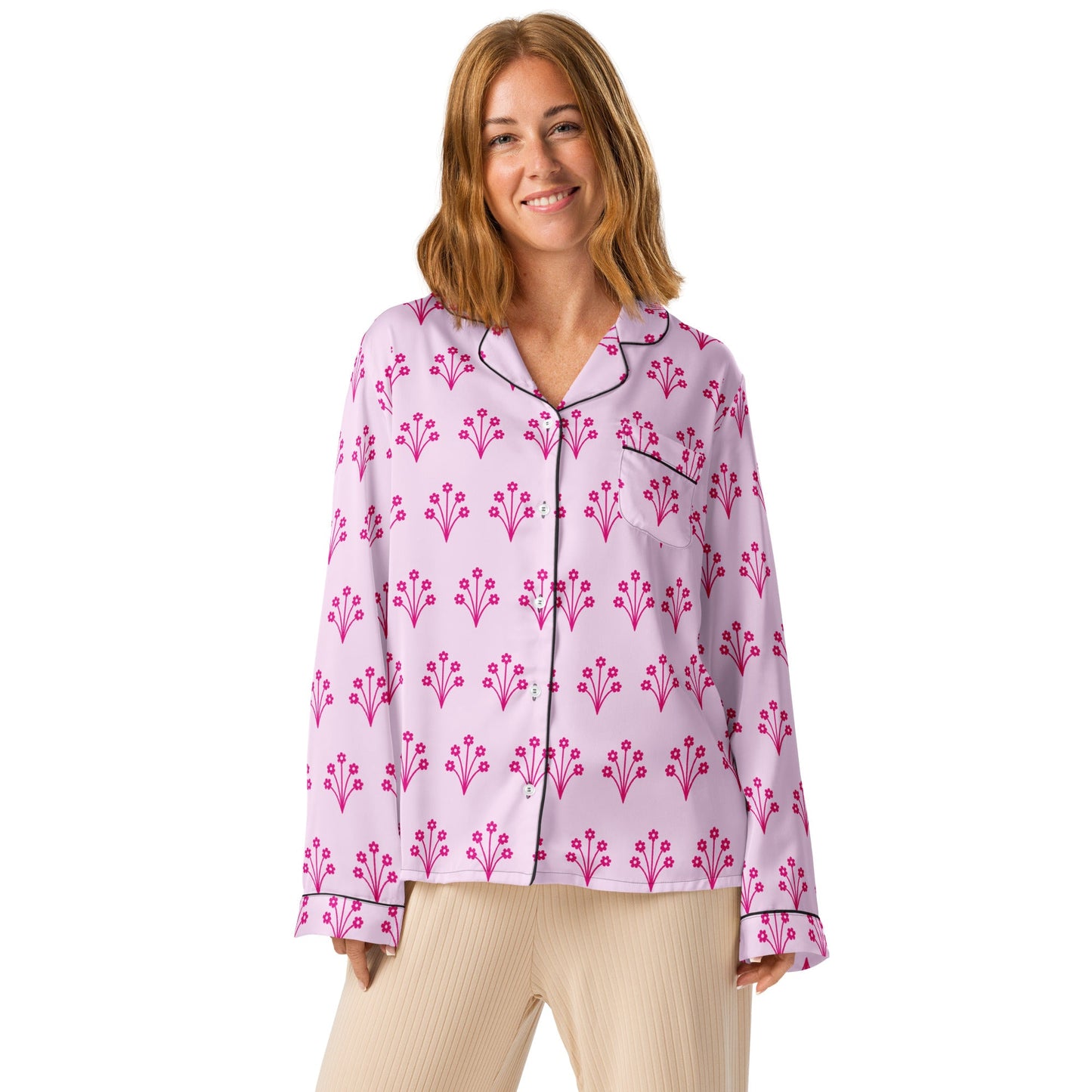 Selago pink Women’s long sleeve pajama top - PratSN