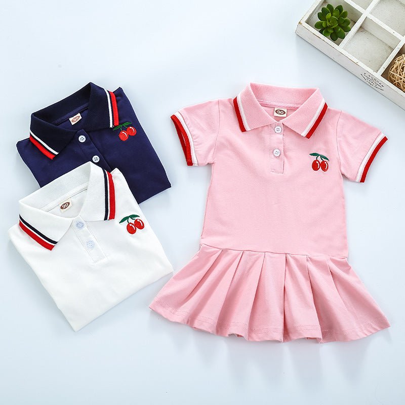 Short Sleeve Pleated Skirt New Girl''s Skirt Girl''s Dress - PratSN