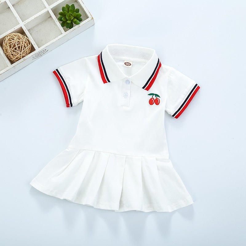 Short Sleeve Pleated Skirt New Girl''s Skirt Girl''s Dress - PratSN