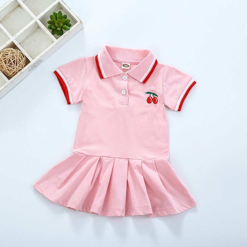 Short Sleeve Pleated Skirt New Girl''s Skirt Girl''s Dress - PratSN
