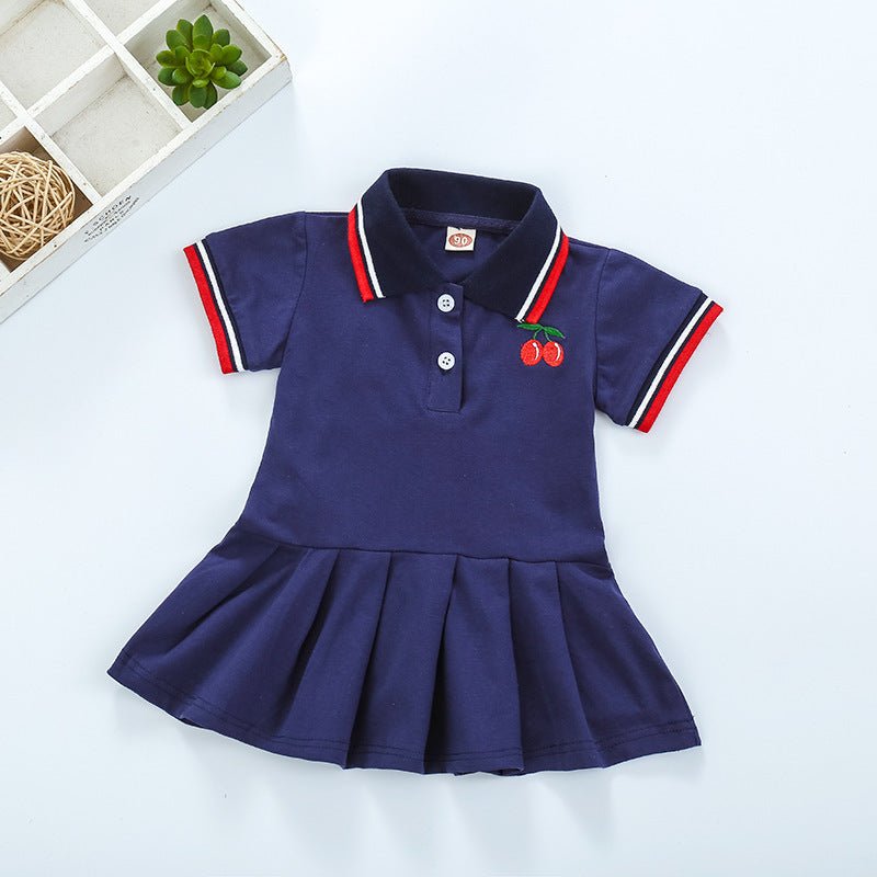 Short Sleeve Pleated Skirt New Girl''s Skirt Girl''s Dress - PratSN