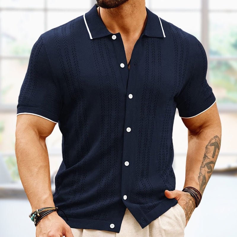 Short - sleeved Polo Shirt Summer Button Lapel Top Fashion Business Men's Clothing - PratSN