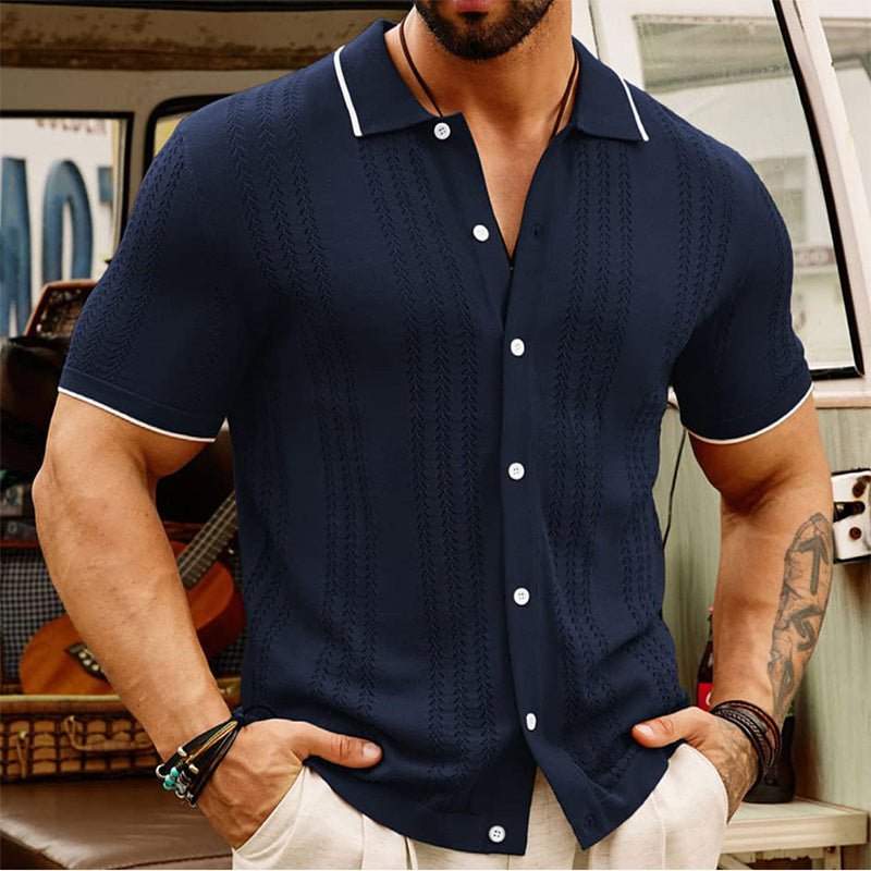 Short - sleeved Polo Shirt Summer Button Lapel Top Fashion Business Men's Clothing - PratSN