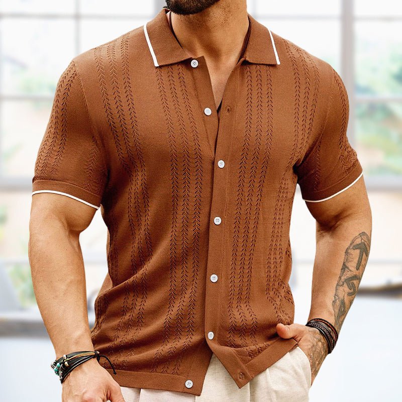 Short - sleeved Polo Shirt Summer Button Lapel Top Fashion Business Men's Clothing - PratSN